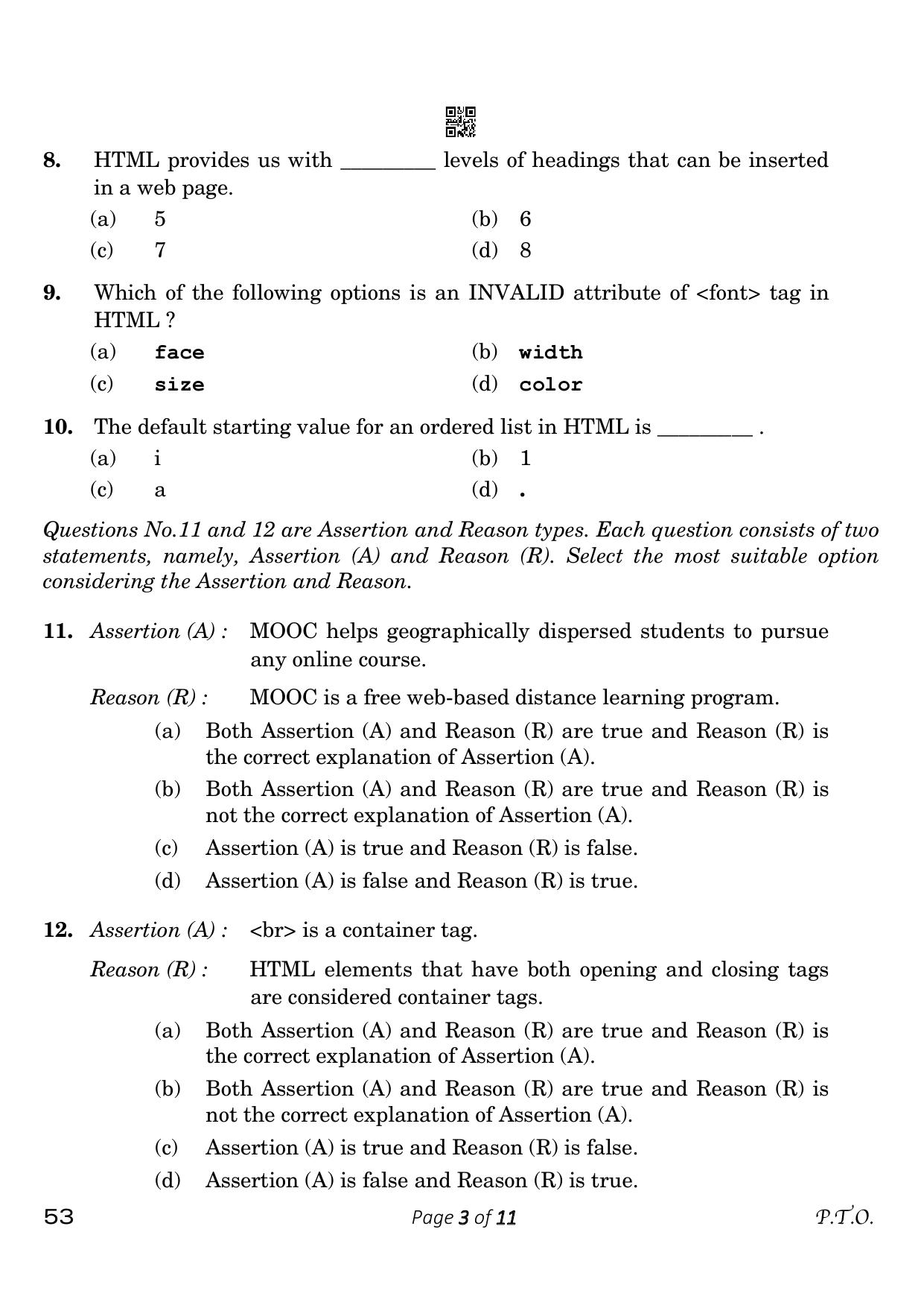 CBSE Class 10 53_Computer Applications 2023 Question Paper - Page 3
