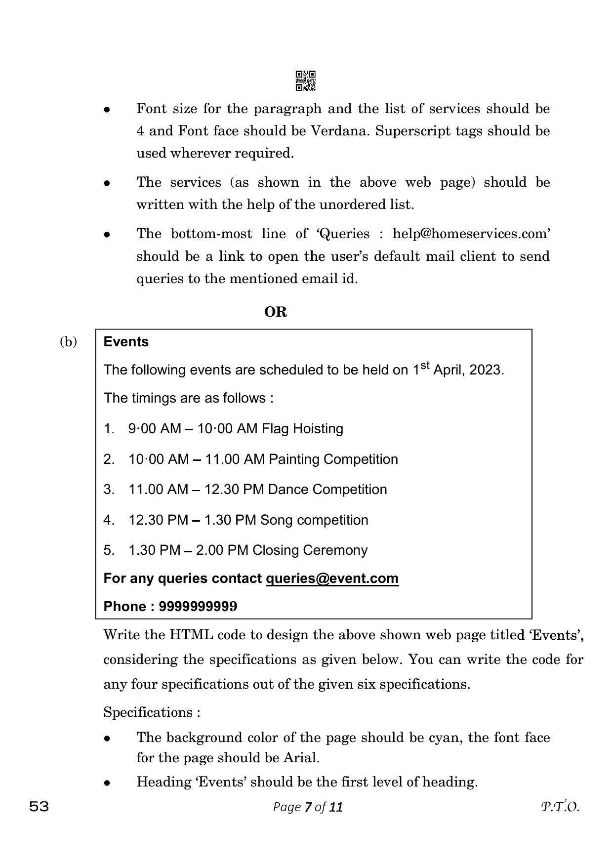 CBSE Class 10 53_Computer Applications 2023 Question Paper - Page 7