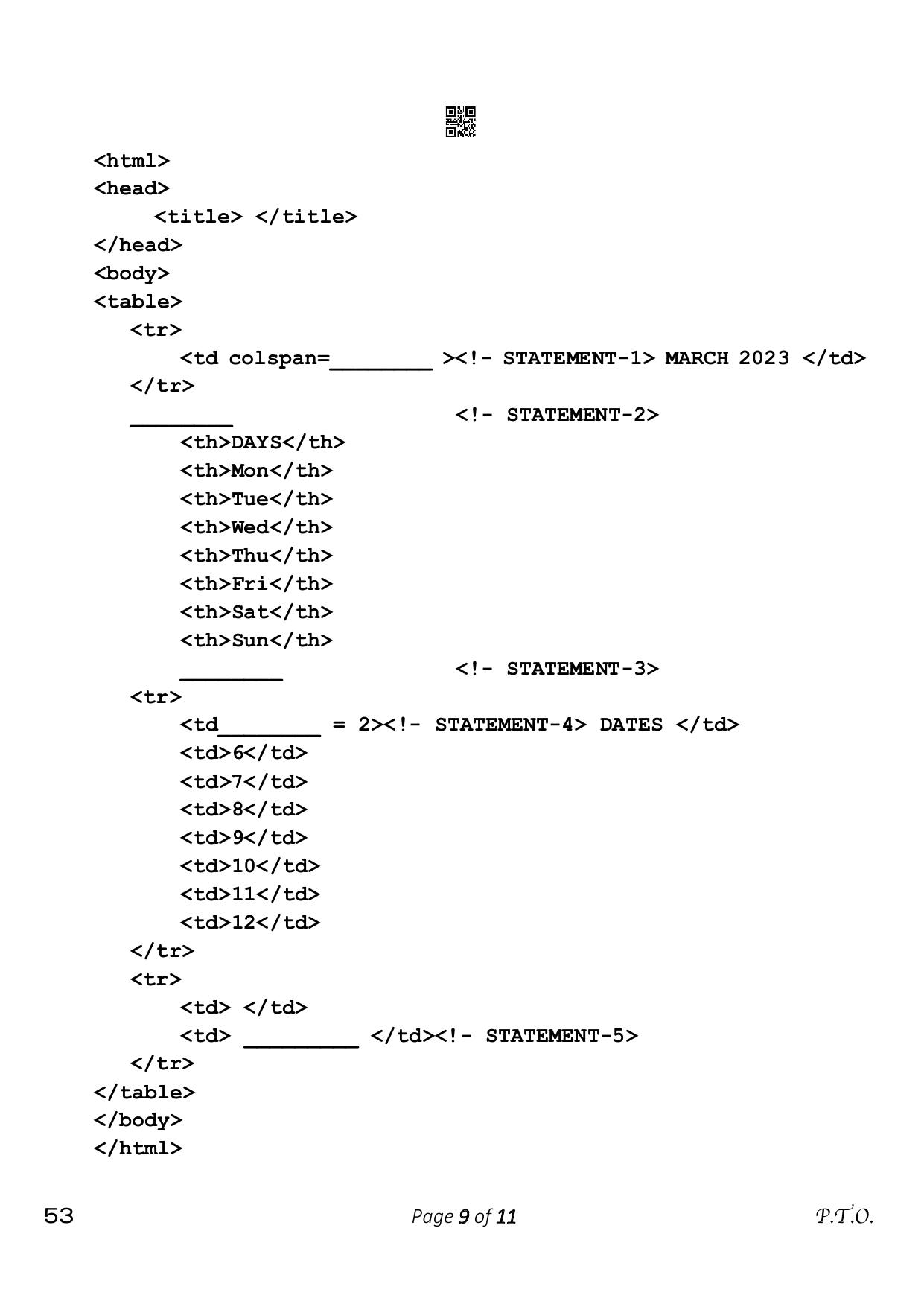 CBSE Class 10 53_Computer Applications 2023 Question Paper - Page 9