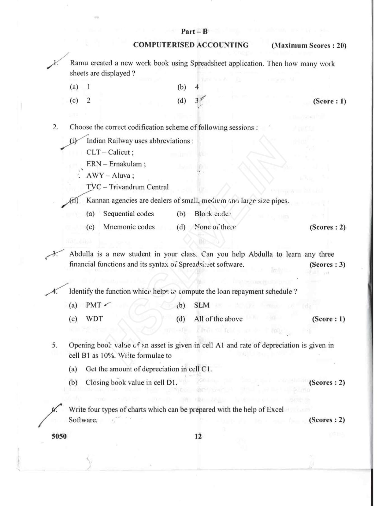 Kerala Plus Two 2017 Accountancy CA Question paper - Page 7
