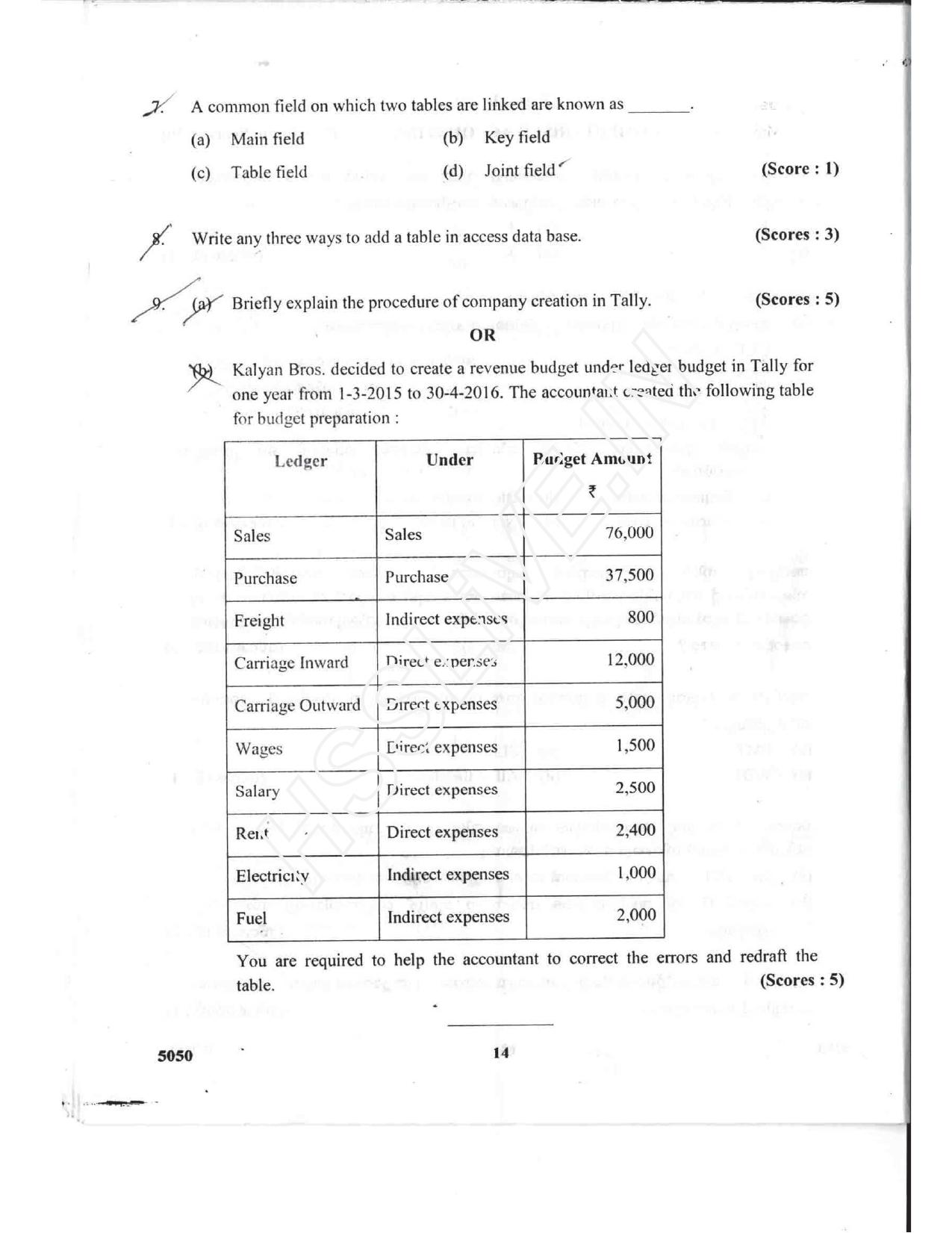 Kerala Plus Two 2017 Accountancy CA Question paper - Page 8