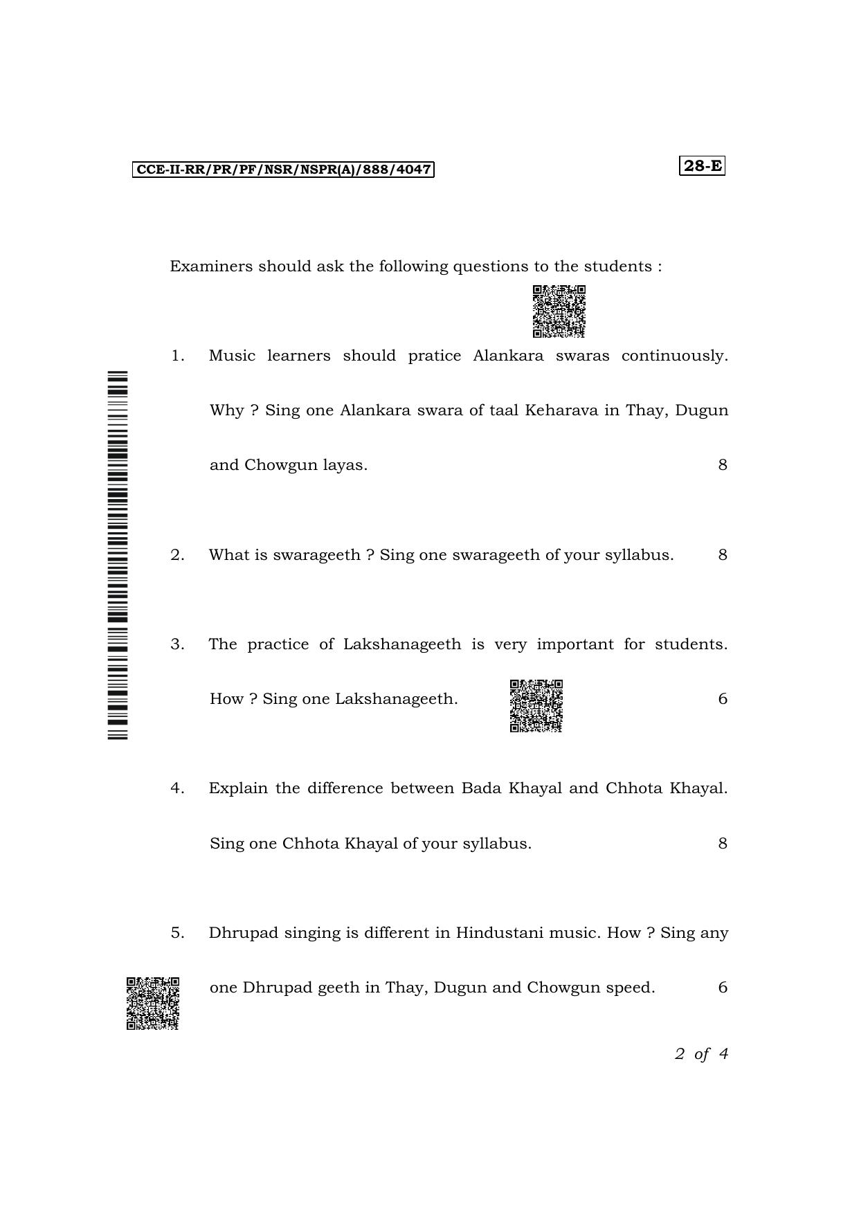 Karnataka SSLC Hindustani Music (English Medium Practical) Exam 2 Question Paper 2024 (A Version) - Page 2