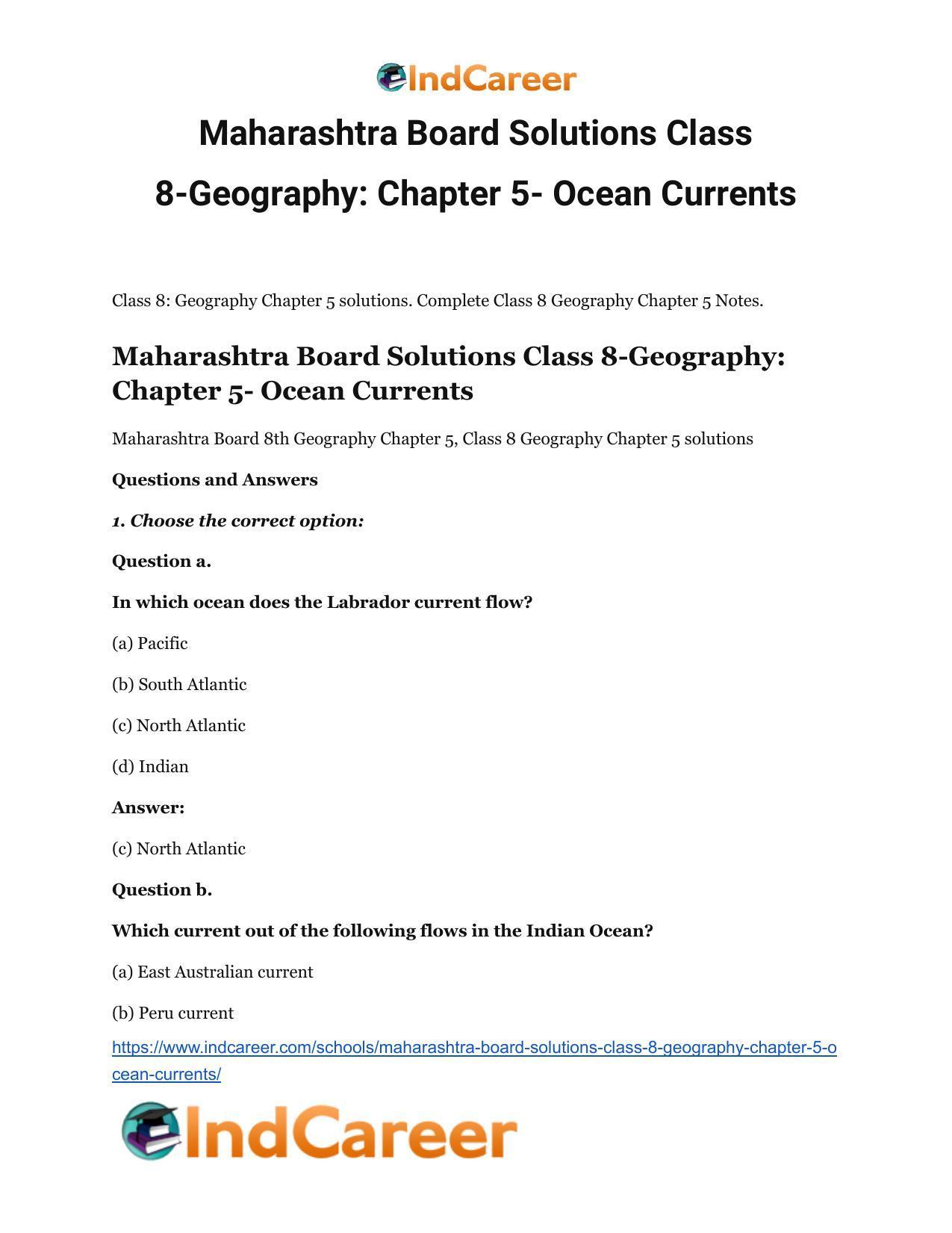 Maharashtra Board Solutions Class 8-Geography: Chapter 5- Ocean Currents - Page 2