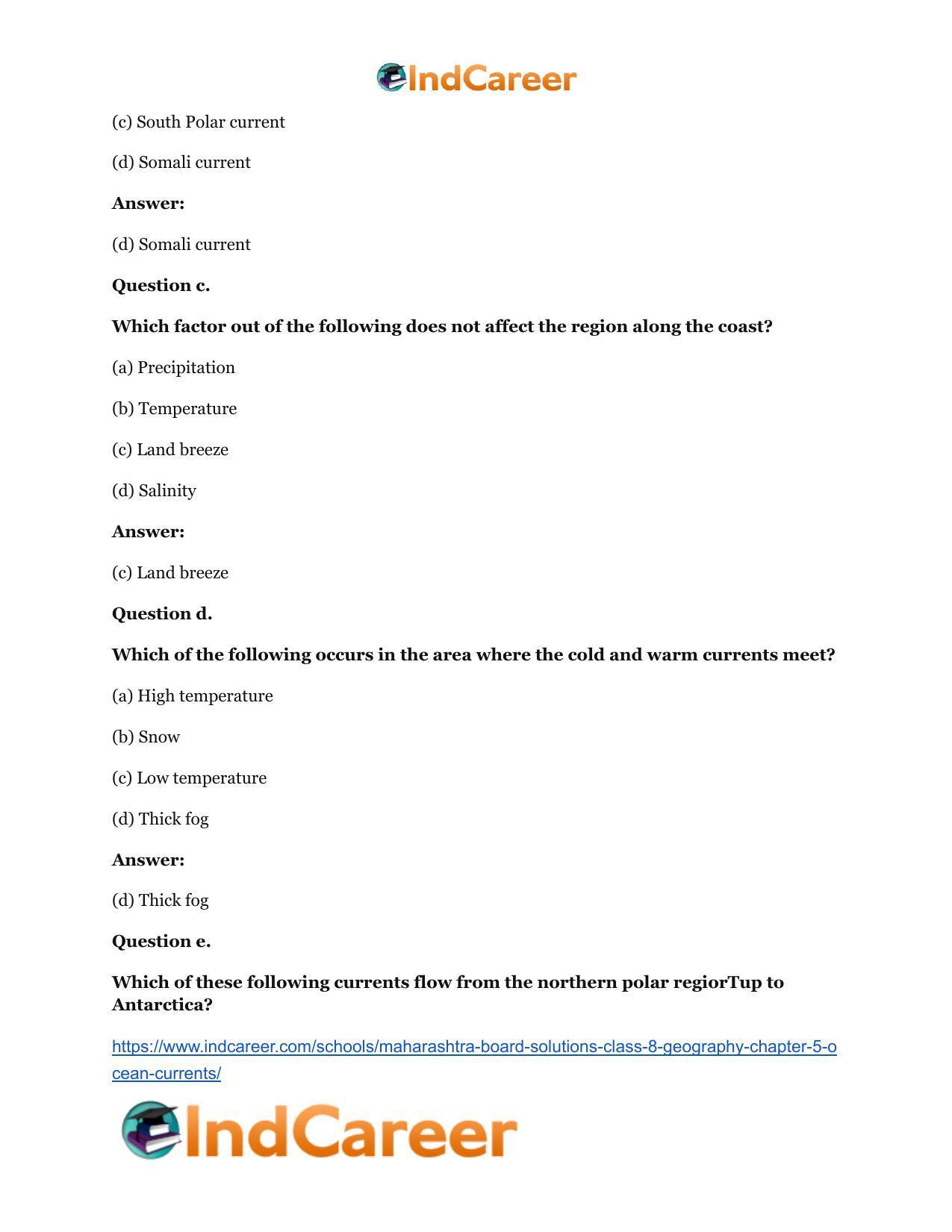 Maharashtra Board Solutions Class 8-Geography: Chapter 5- Ocean Currents - Page 3