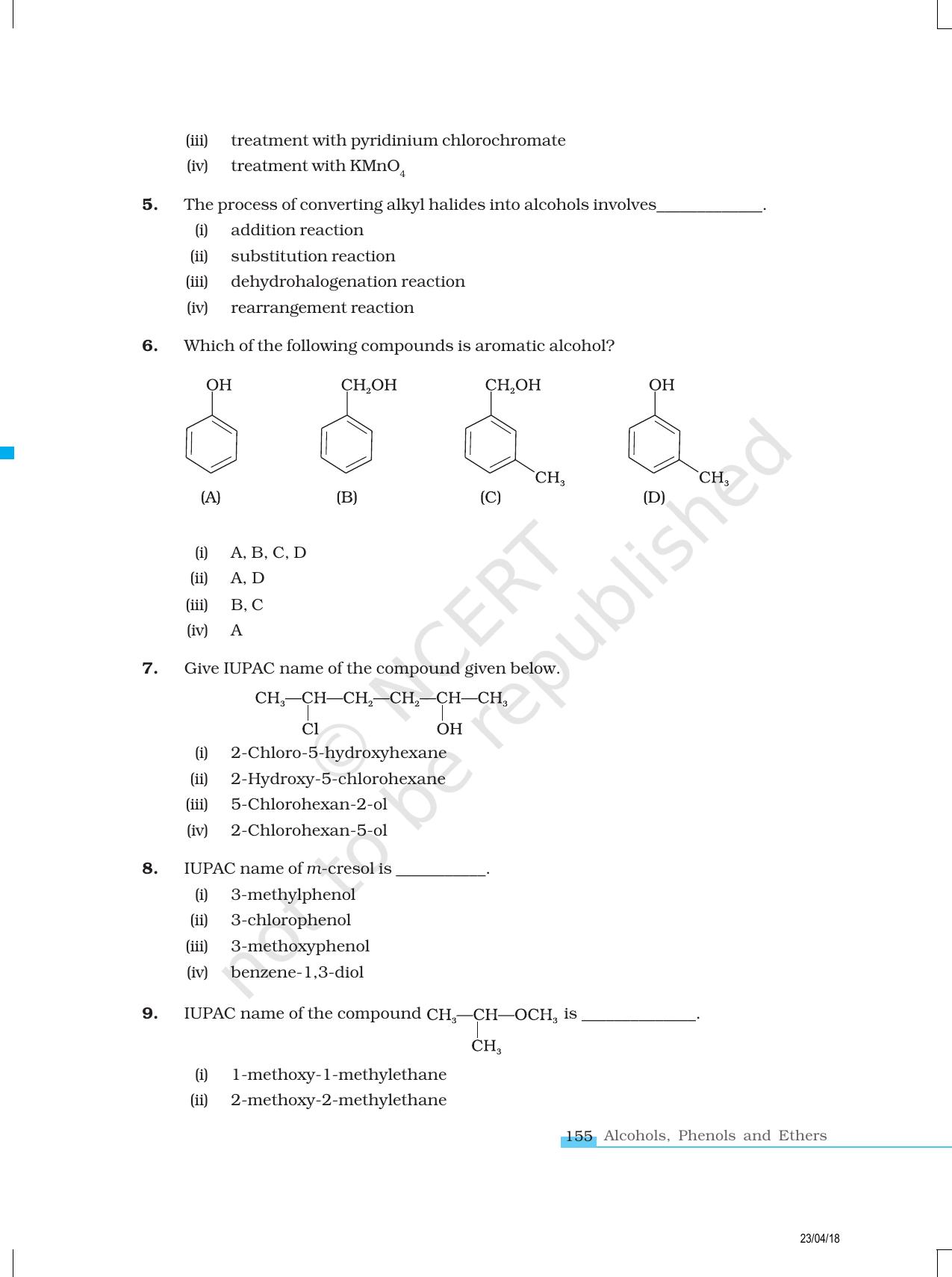 NCERT Exemplar Class 12: Chemistry - Alcohols, Phenols and Ethers - Page 2