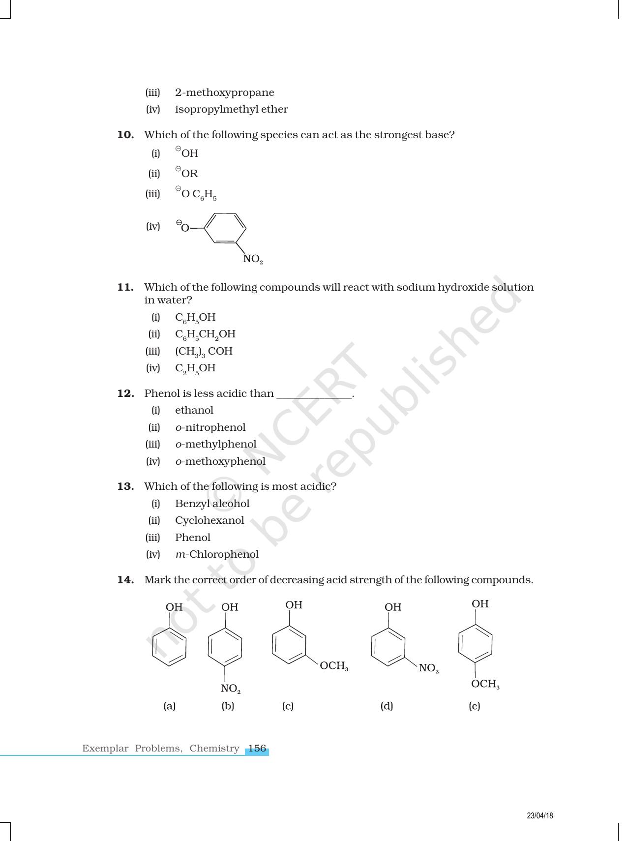 NCERT Exemplar Class 12: Chemistry - Alcohols, Phenols and Ethers - Page 3