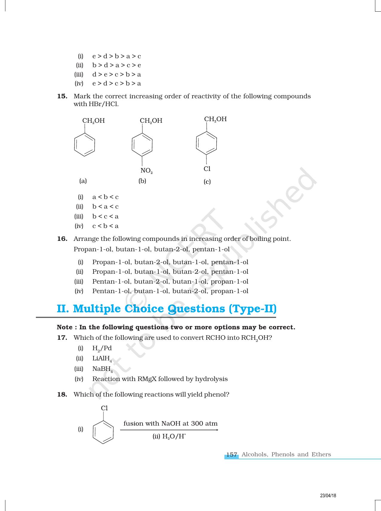 NCERT Exemplar Class 12: Chemistry - Alcohols, Phenols and Ethers - Page 4