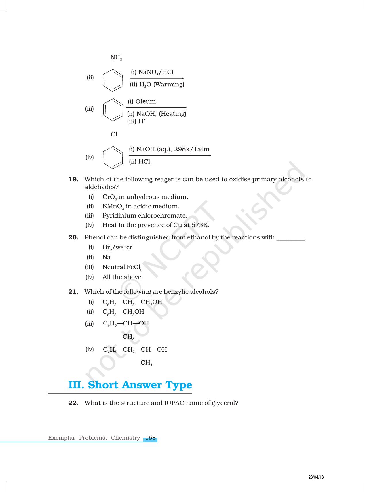 NCERT Exemplar Class 12: Chemistry - Alcohols, Phenols and Ethers - Page 5