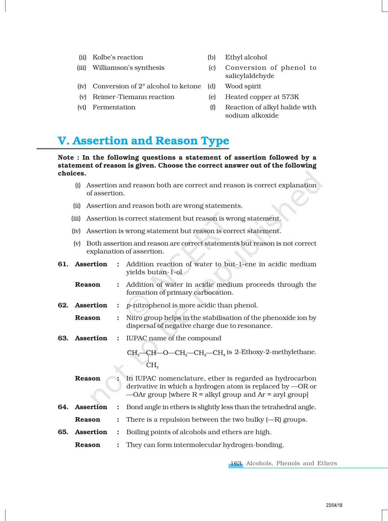 NCERT Exemplar Class 12: Chemistry - Alcohols, Phenols and Ethers - Page 10