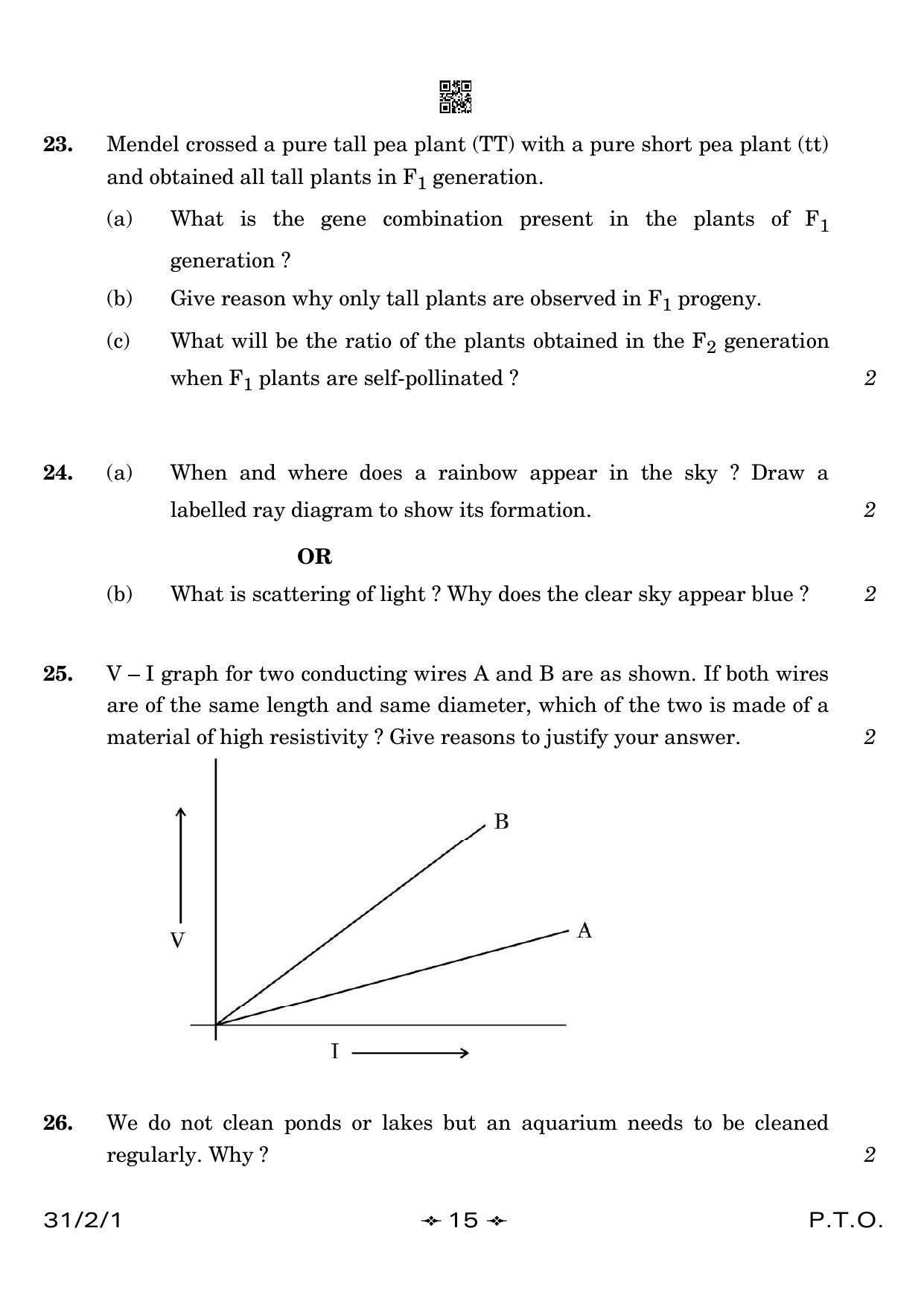CBSE Class 10 31-2-1 Science 2023 Question Paper - Page 15