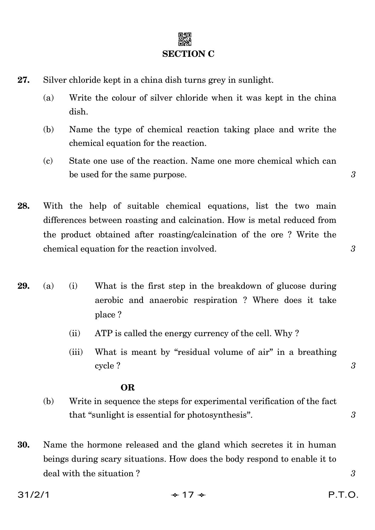 CBSE Class 10 31-2-1 Science 2023 Question Paper - Page 17