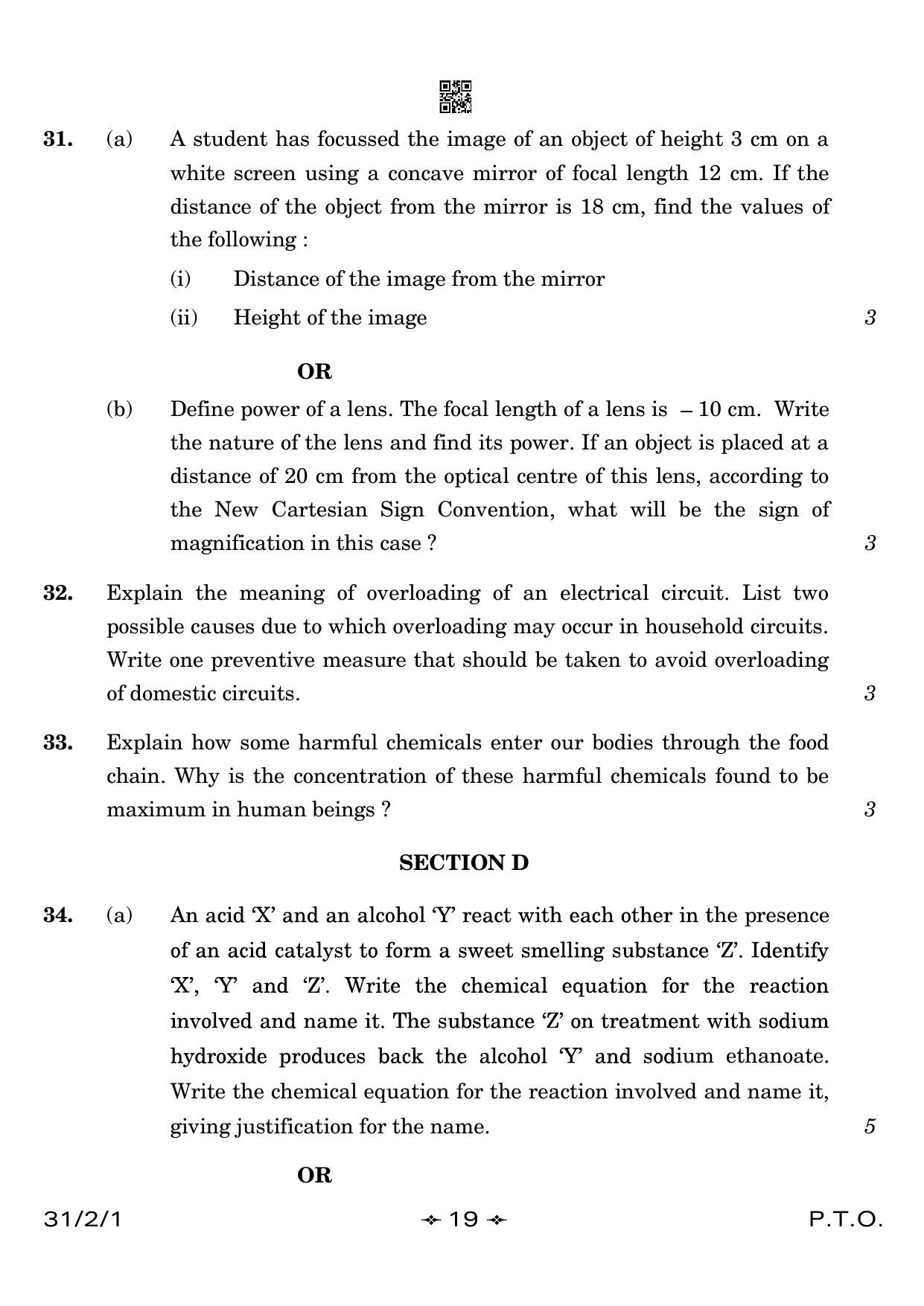 CBSE Class 10 31-2-1 Science 2023 Question Paper - Page 19
