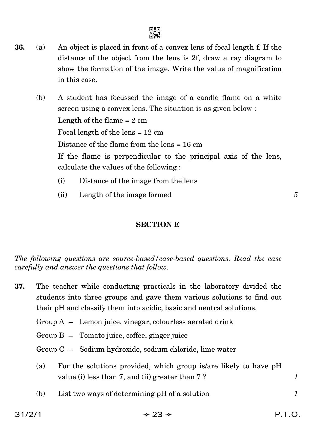 CBSE Class 10 31-2-1 Science 2023 Question Paper - Page 23