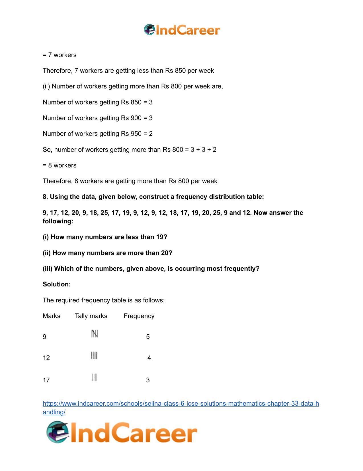 Selina Class 6 ICSE Solutions Mathematics : Chapter 33- Data Handling - Page 7