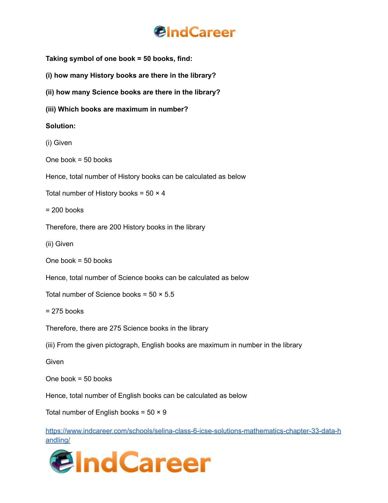 Selina Class 6 ICSE Solutions Mathematics : Chapter 33- Data Handling - Page 16