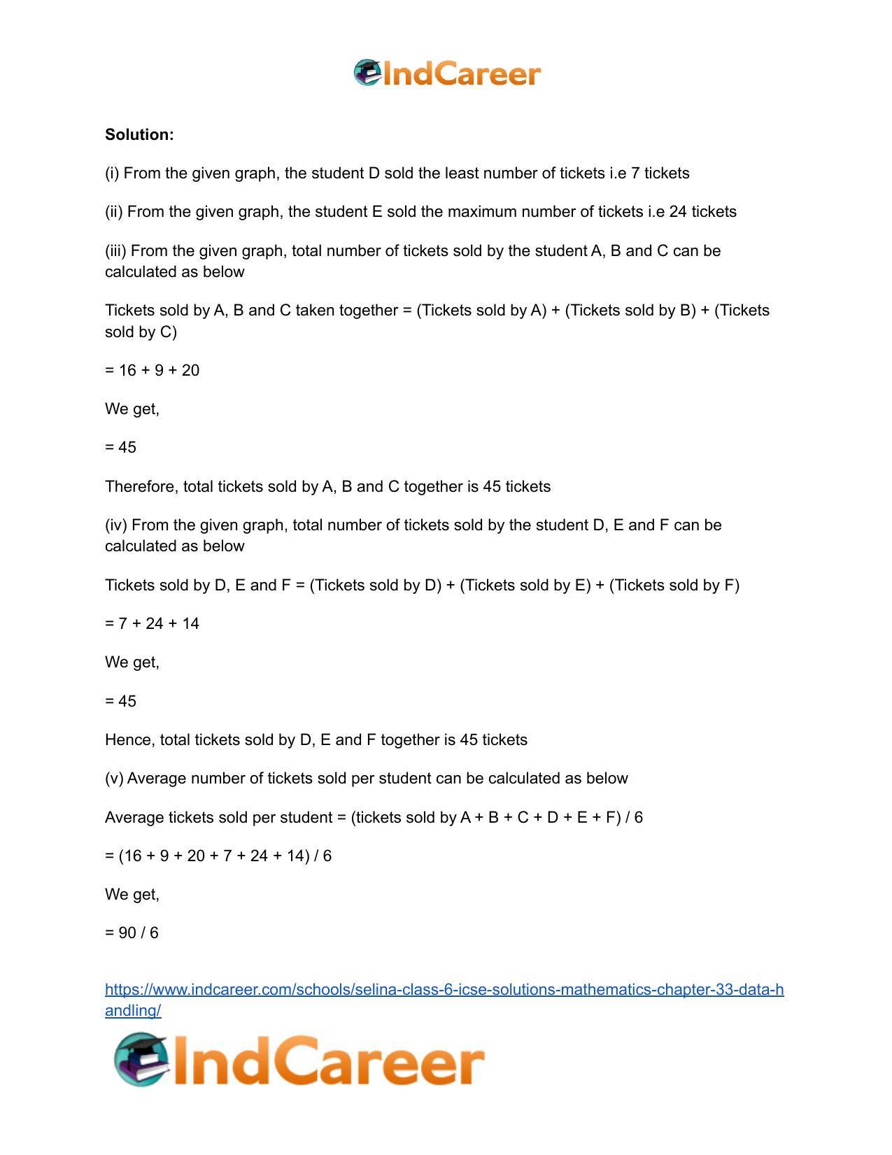Selina Class 6 ICSE Solutions Mathematics : Chapter 33- Data Handling - Page 26