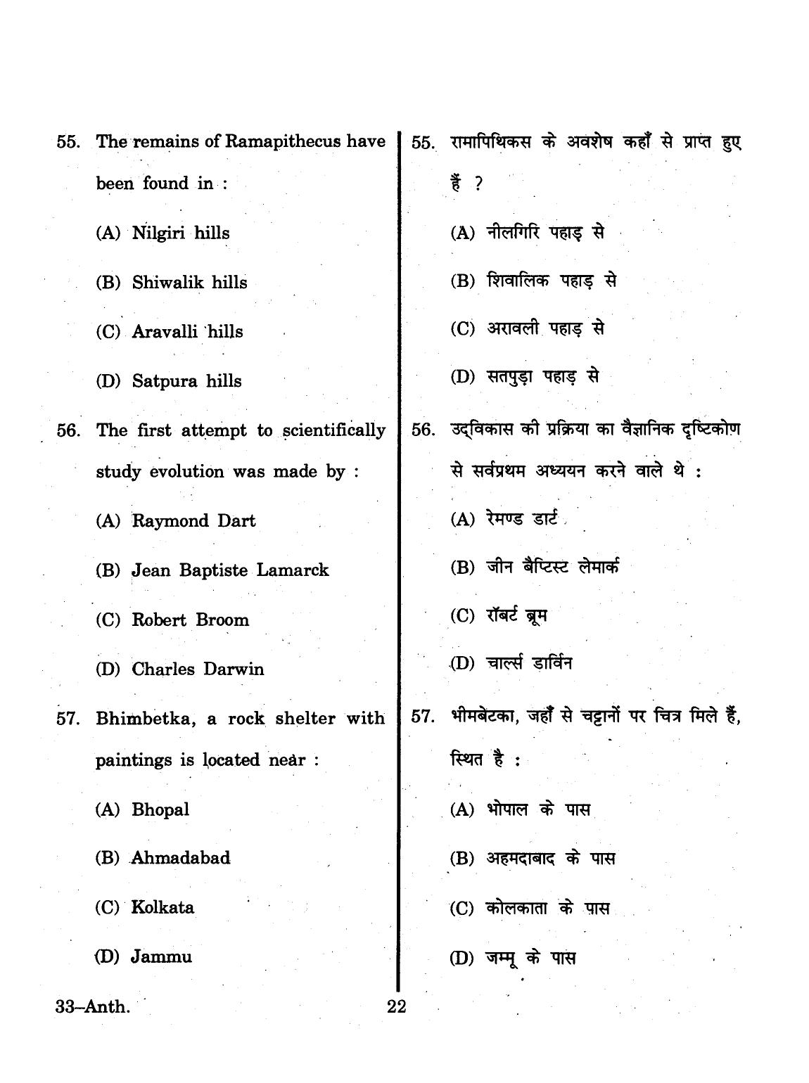 URATPG 2015 Anthropology Question Paper - Page 22