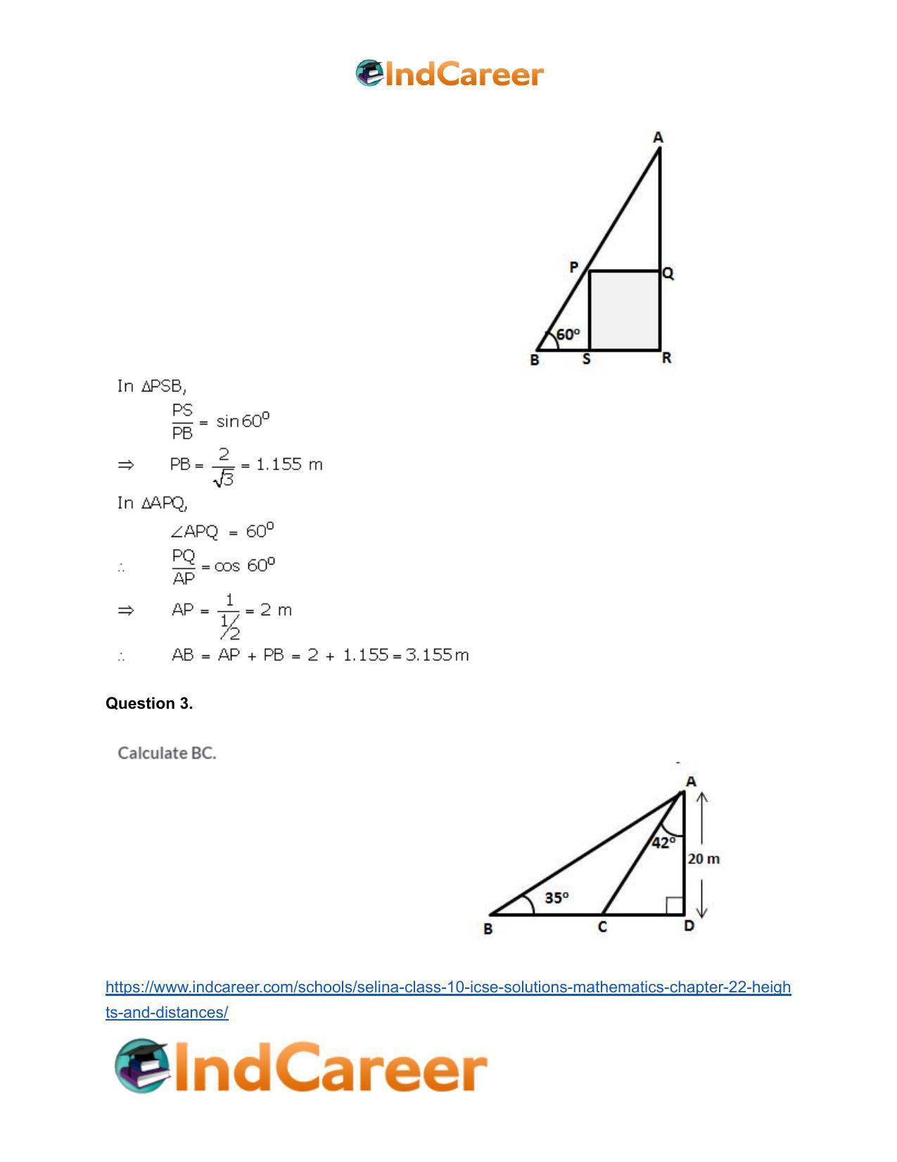Selina Class 10 ICSE Solutions Mathematics : Chapter 22- Heights and Distances - Page 32