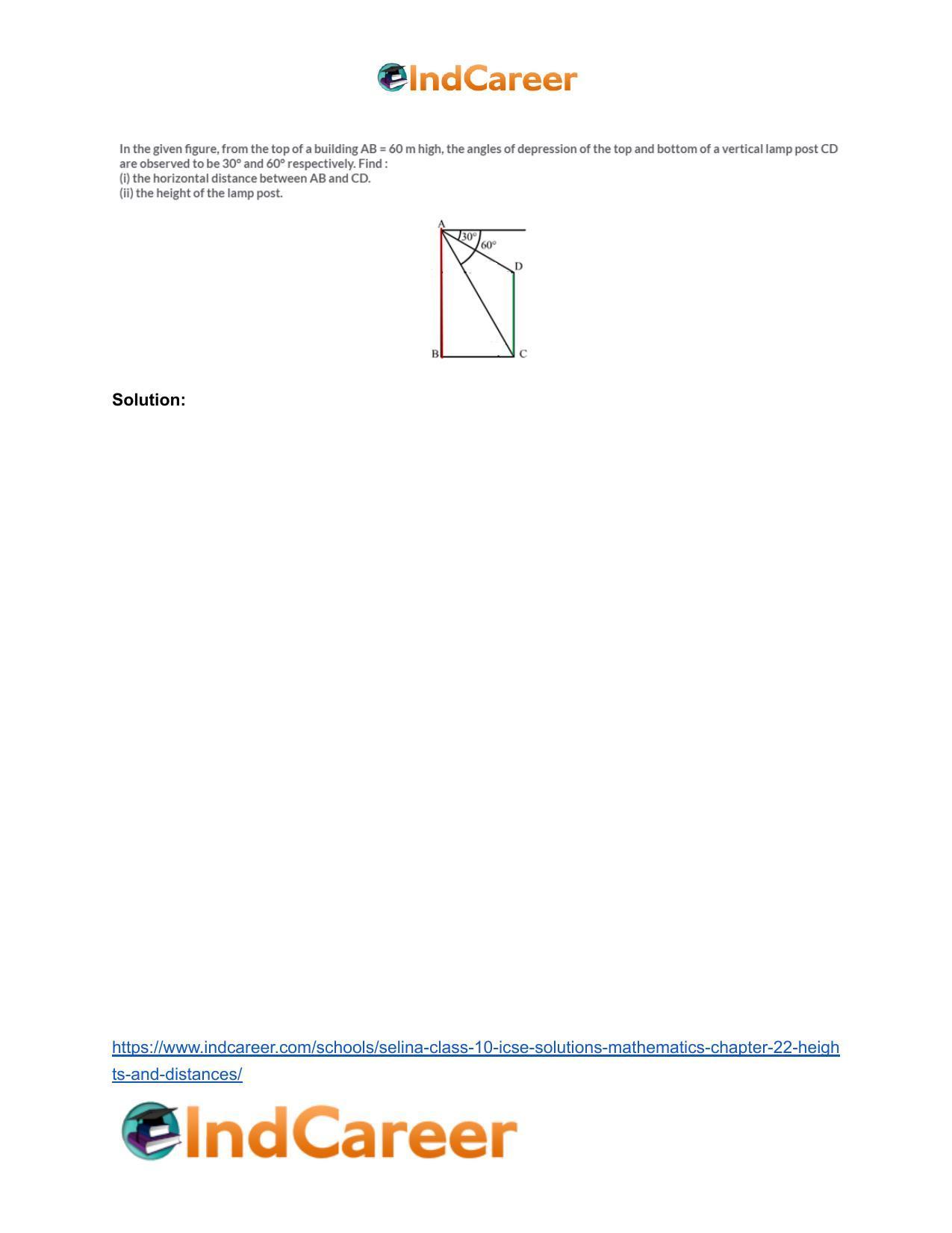 Selina Class 10 ICSE Solutions Mathematics : Chapter 22- Heights and Distances - Page 50