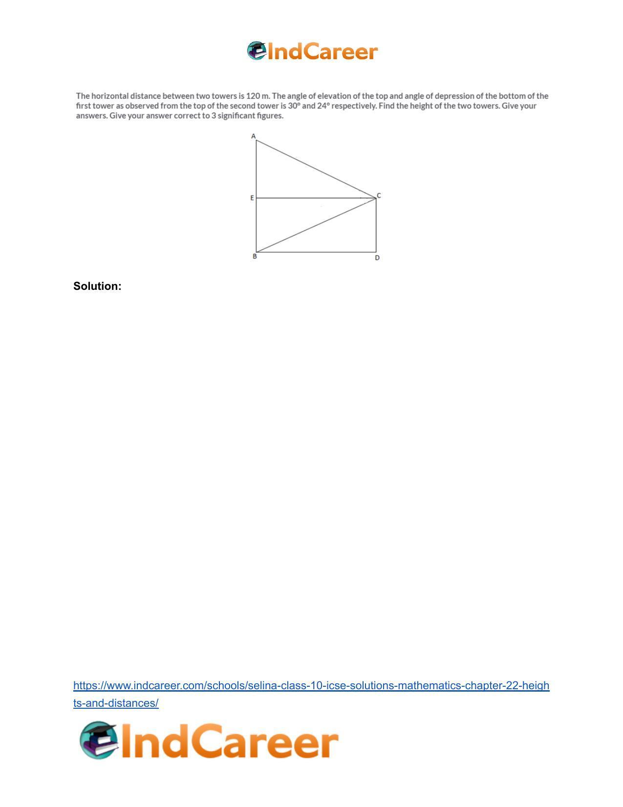 Selina Class 10 ICSE Solutions Mathematics : Chapter 22- Heights and Distances - Page 54