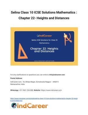 Selina Class 10 ICSE Solutions Mathematics : Chapter 22- Heights and Distances