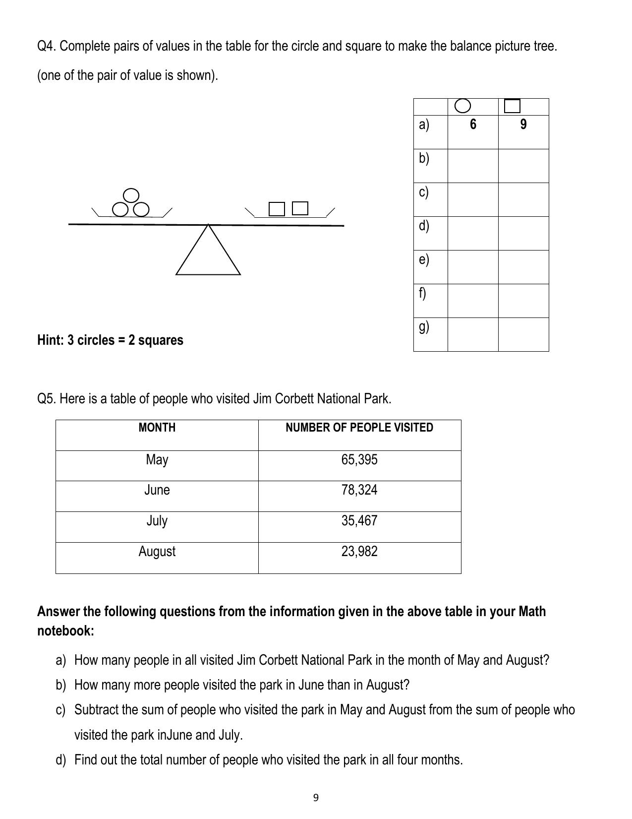 Worksheet for Class 4 Maths Assignment 69 - Page 3