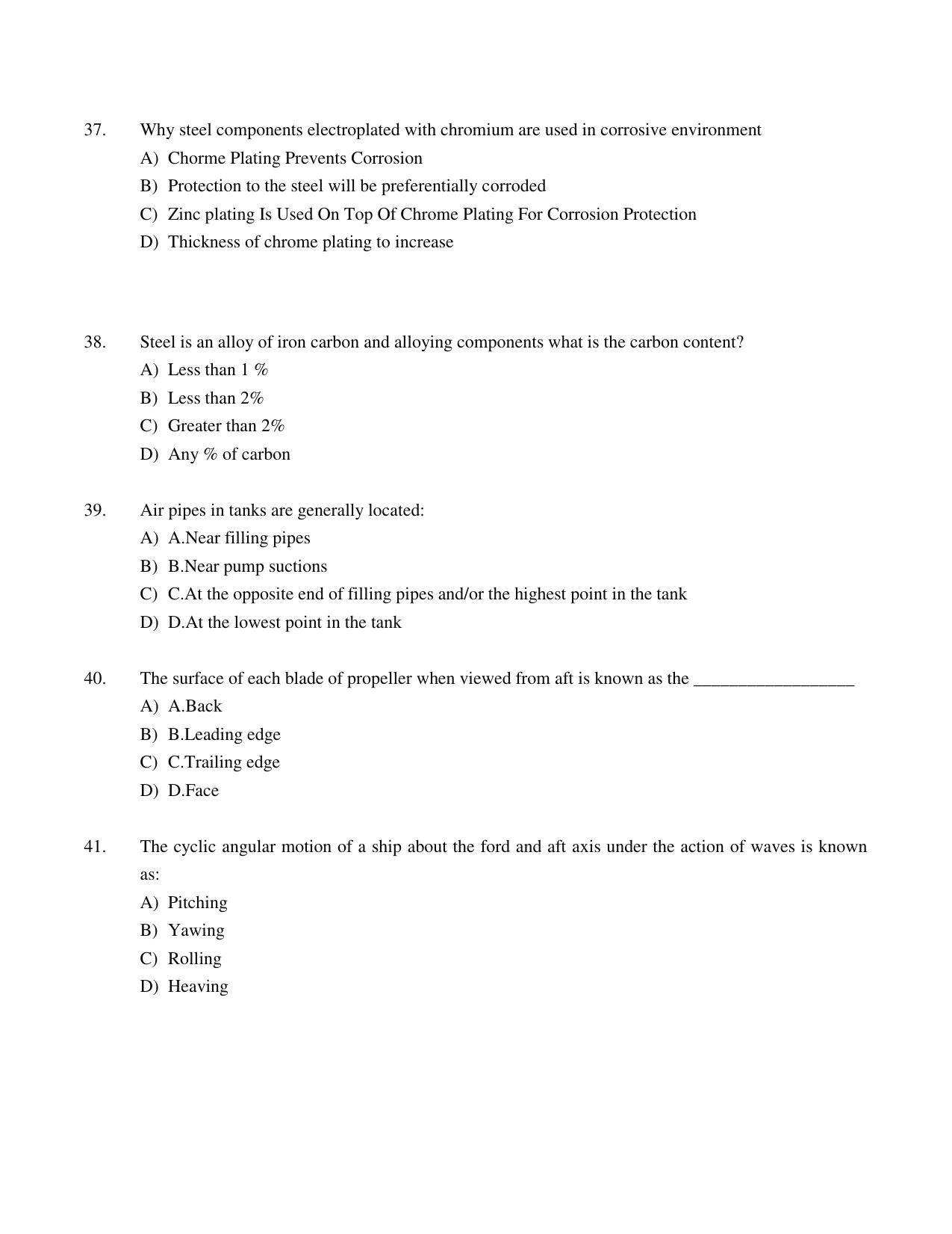 IMU CET M.Tech – Marine Engineering Sample Paper II - Page 8