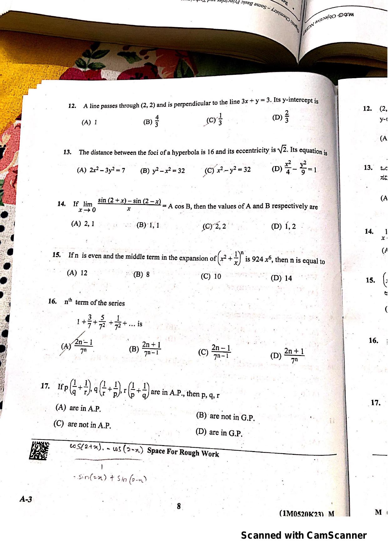 KCET 2023 Mathematics Set A-3 Question Paper - Page 3