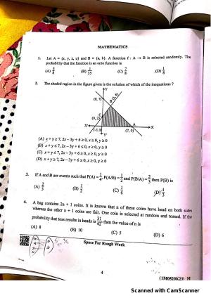 KCET 2023 Mathematics Set A-3 Question Paper