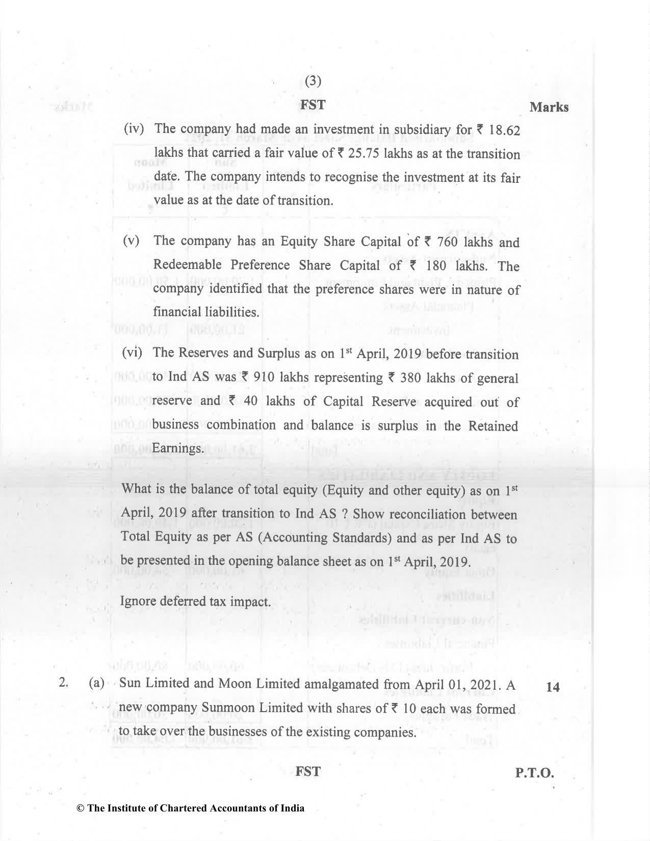 CA Final Dec 2021 Question Paper - Paper 1 – Financial Reporting - Page 3