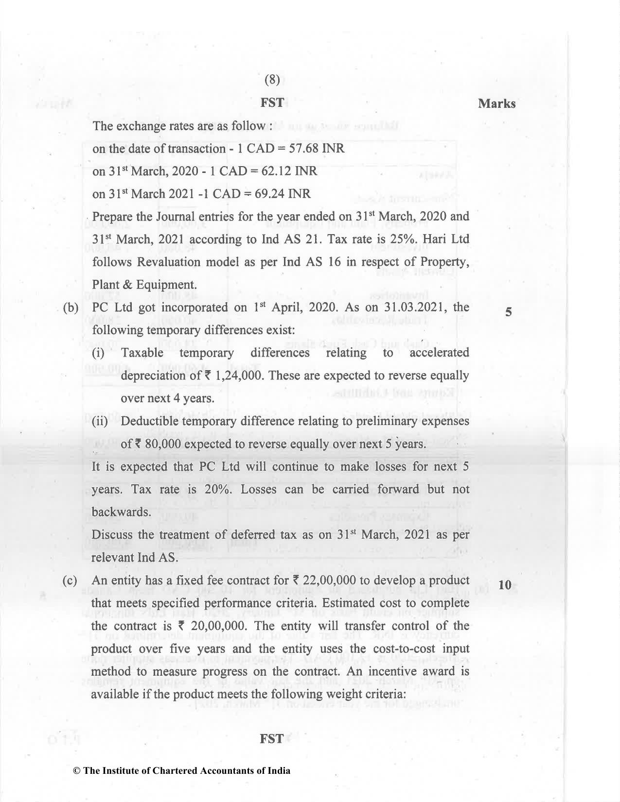 CA Final Dec 2021 Question Paper - Paper 1 – Financial Reporting - Page 8