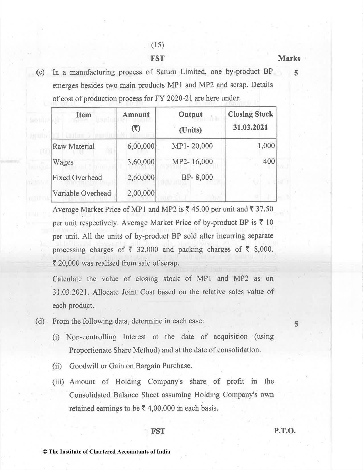 CA Final Dec 2021 Question Paper - Paper 1 – Financial Reporting - Page 15