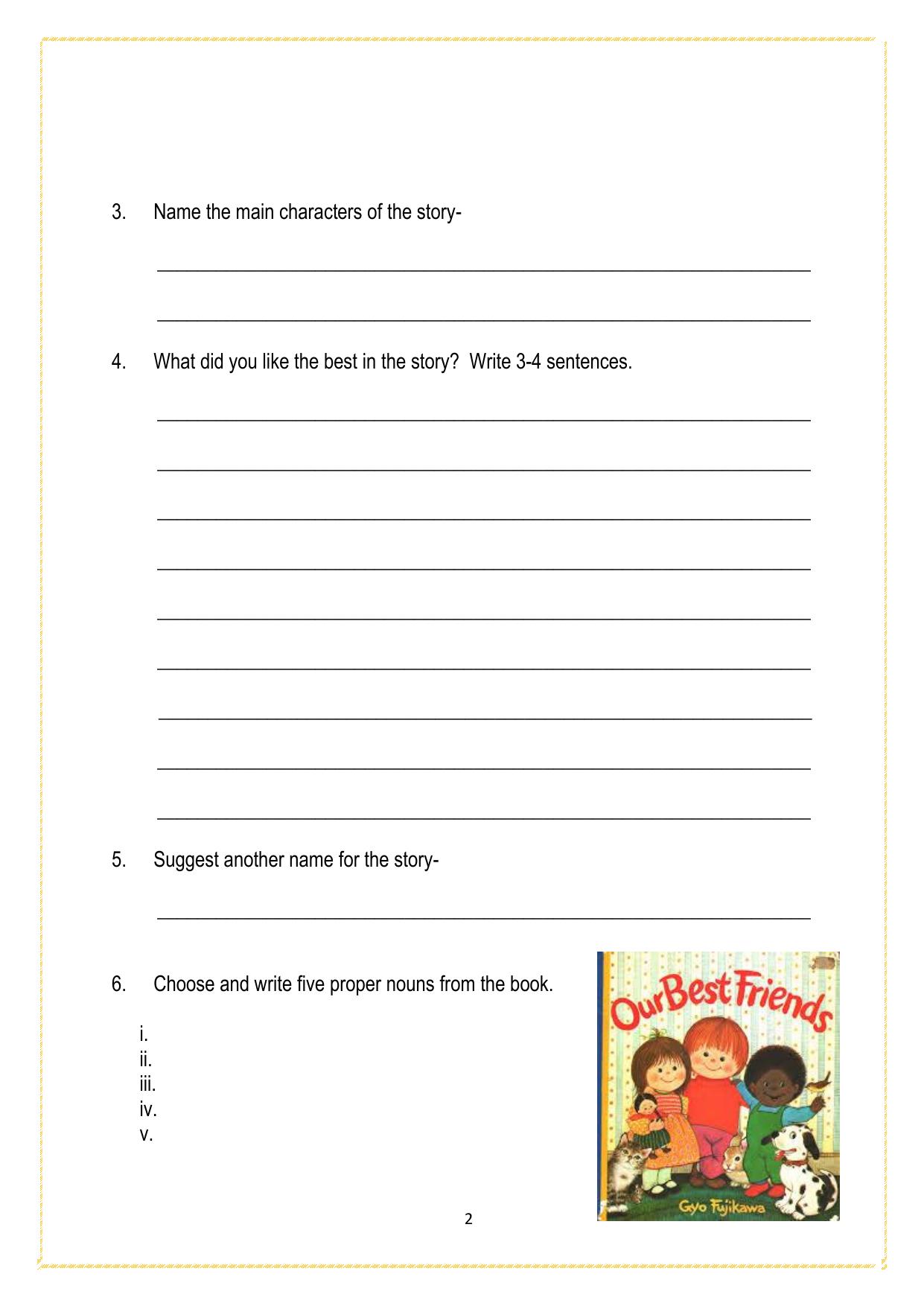 Worksheet for Class 2 All Subjects Holiday Assignment 5 - Page 2