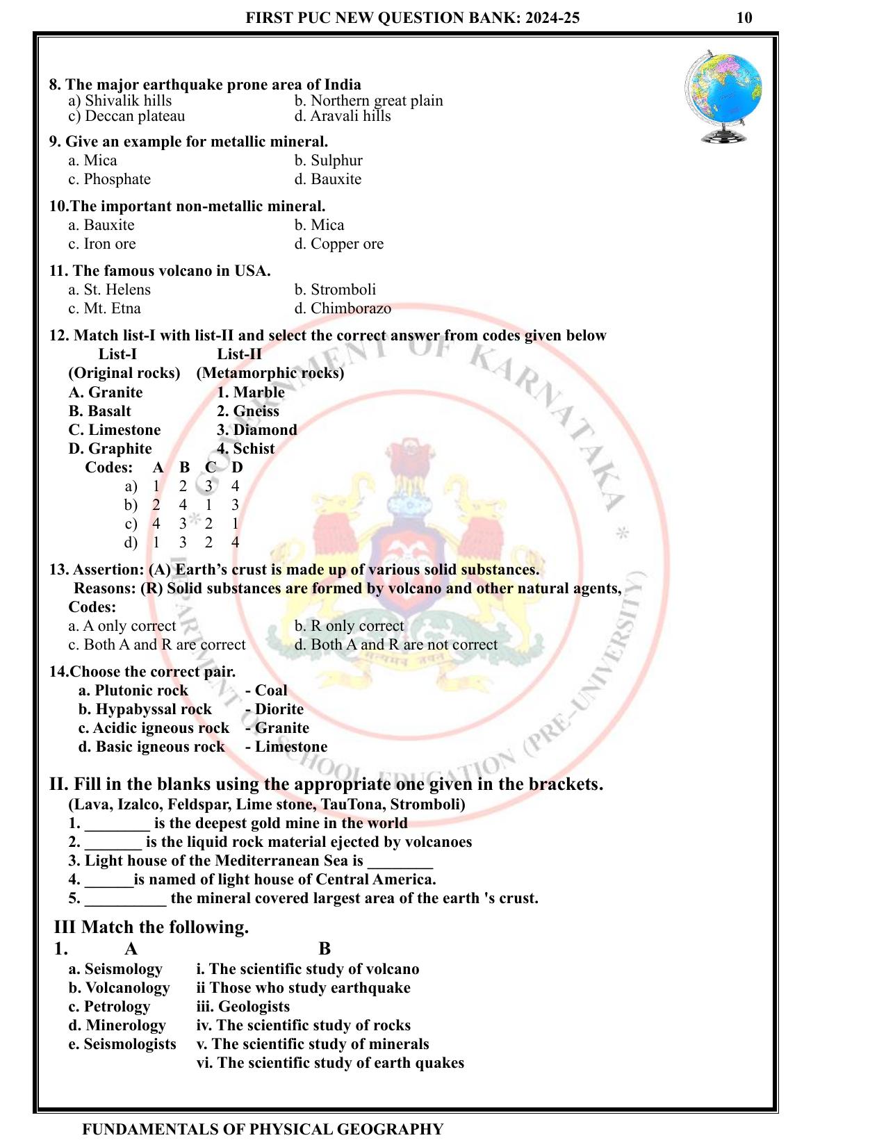 Karnataka 1st PUC Question Bank 2025 - Geography English - Page 13