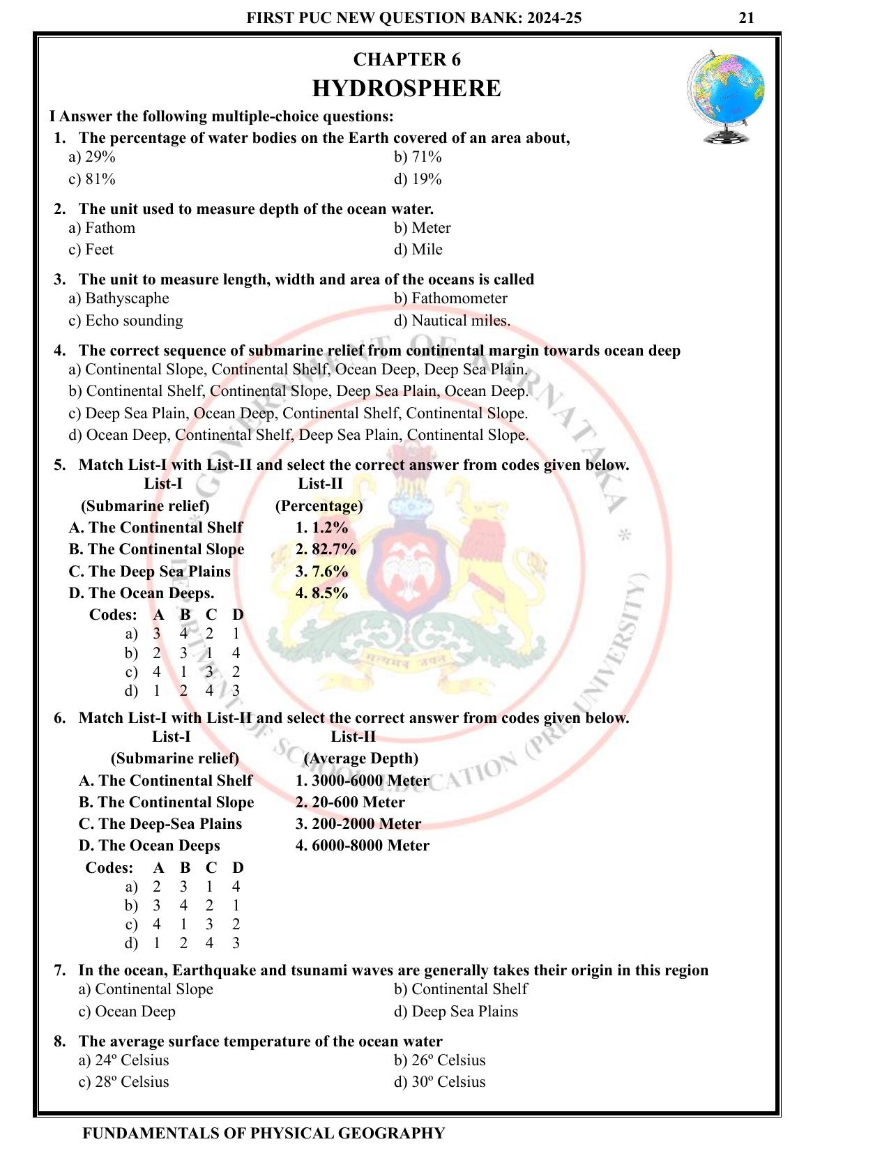 Karnataka 1st PUC Question Bank 2025 - Geography English - Page 24