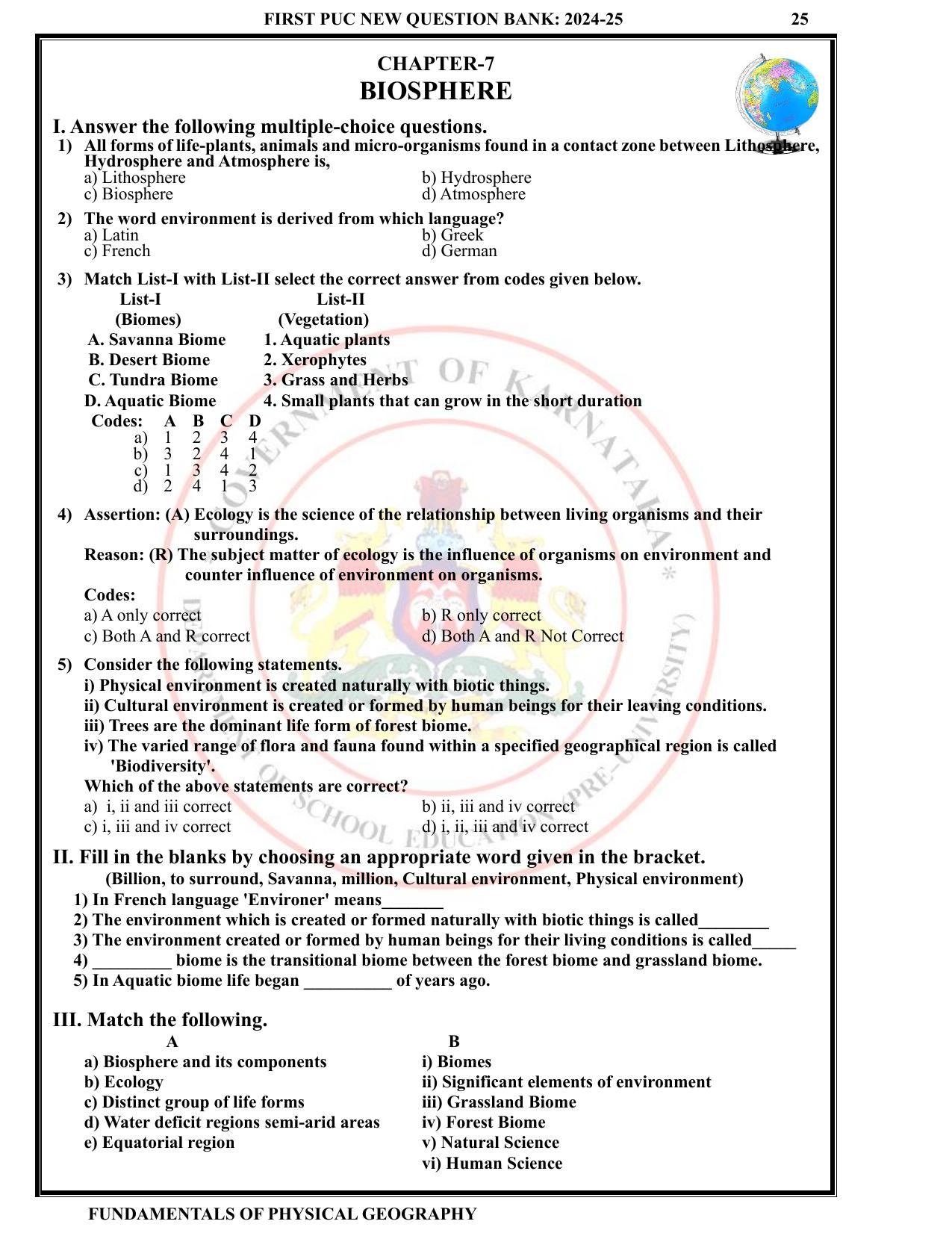 Karnataka 1st PUC Question Bank 2025 - Geography English - Page 28