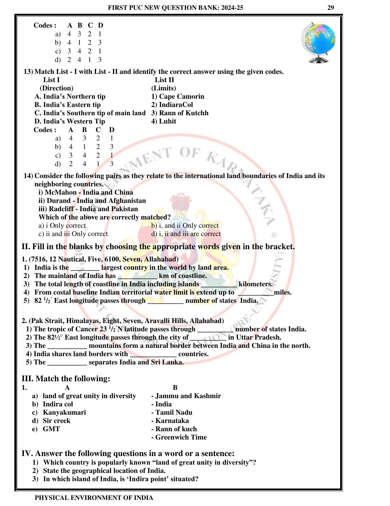 Karnataka 1st PUC Question Bank 2025 - Geography English - Page 32