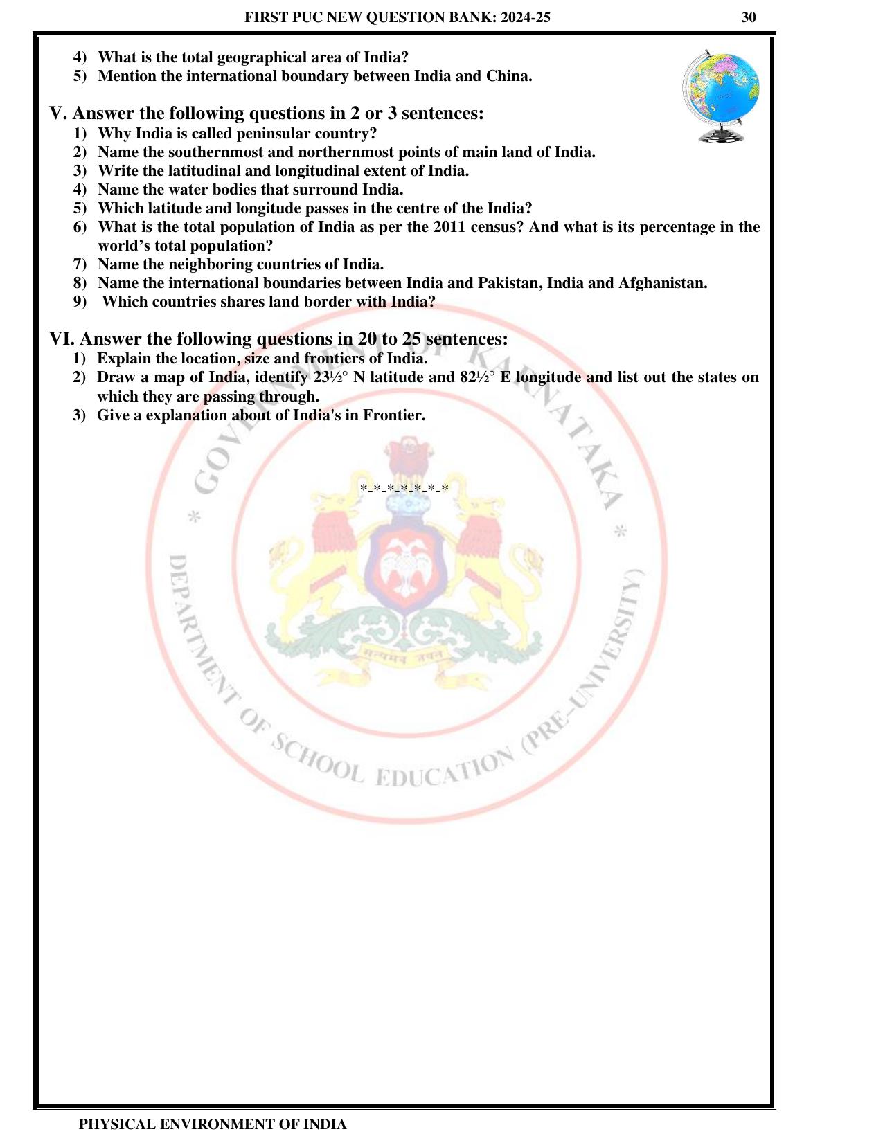 Karnataka 1st PUC Question Bank 2025 - Geography English - Page 33