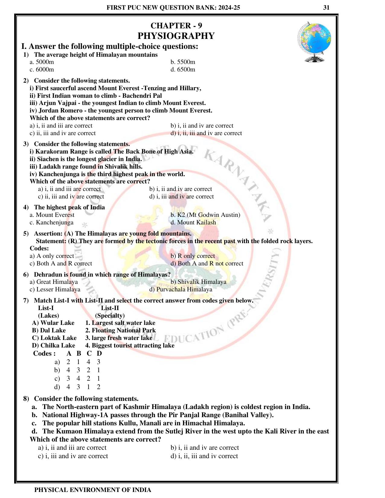 Karnataka 1st PUC Question Bank 2025 - Geography English - Page 34
