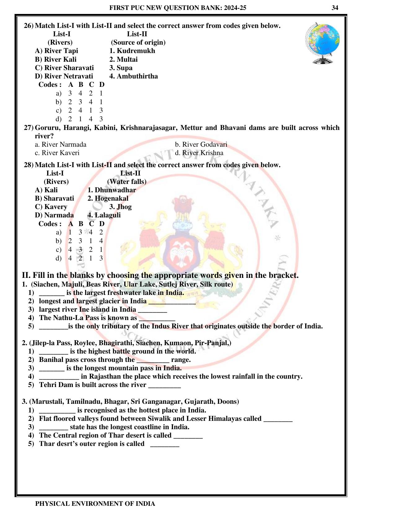 Karnataka 1st PUC Question Bank 2025 - Geography English - Page 37