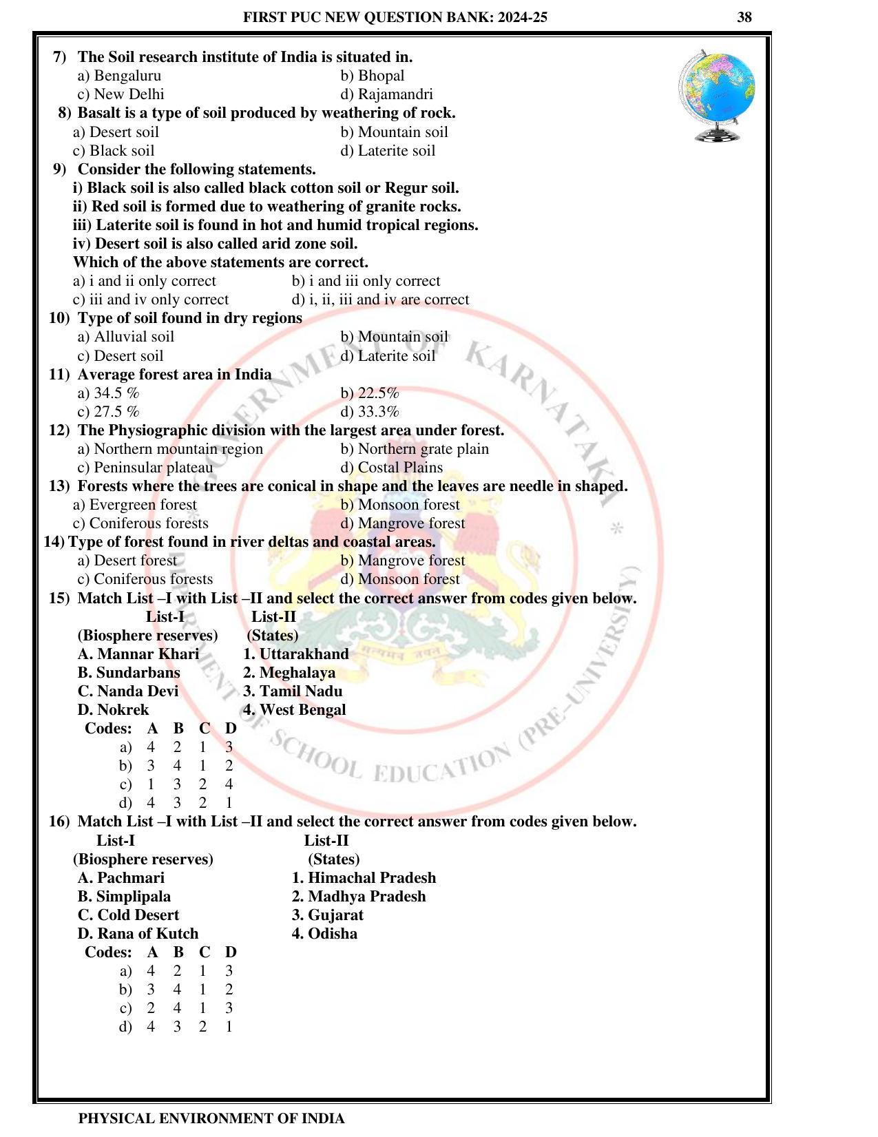 Karnataka 1st PUC Question Bank 2025 - Geography English - Page 41