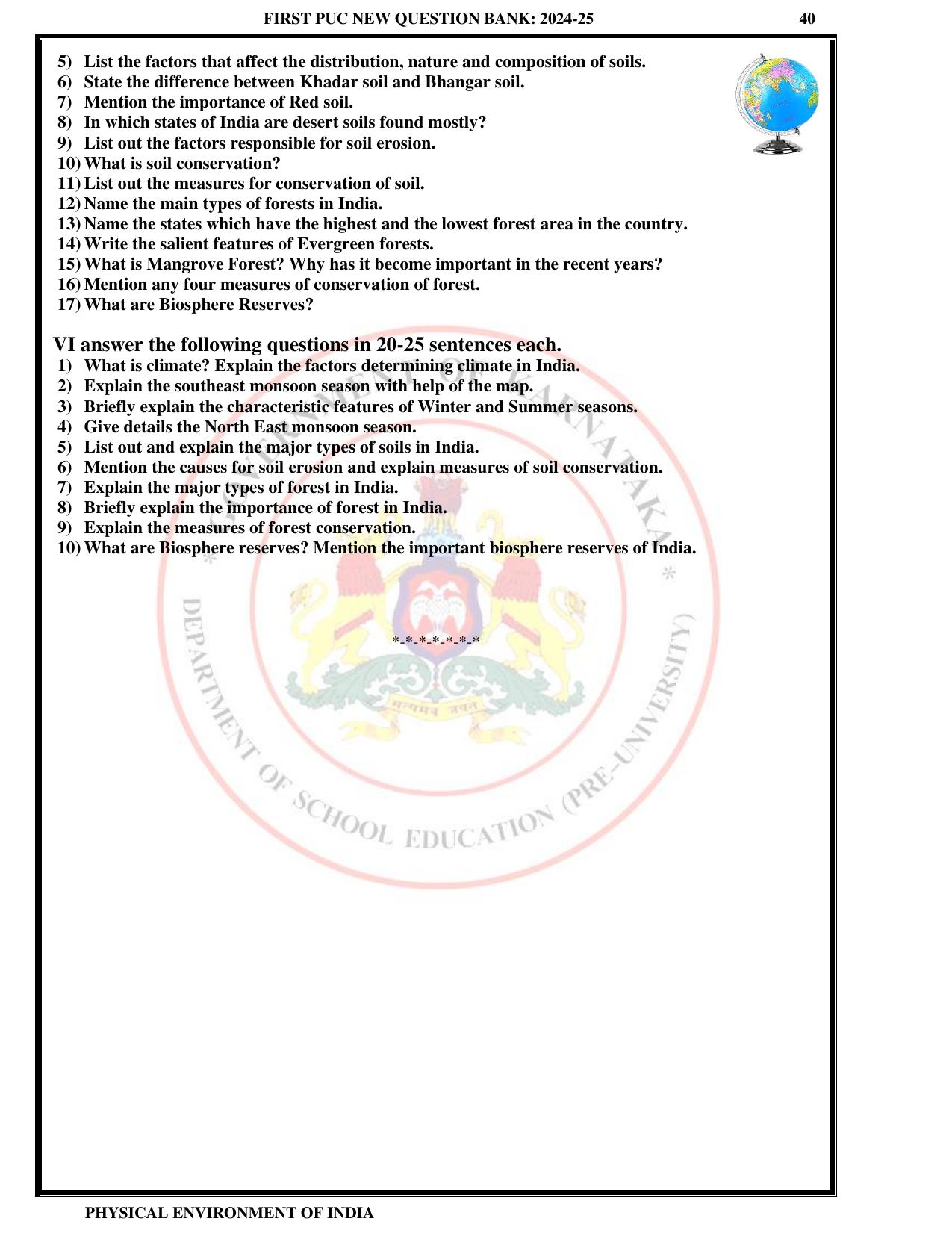 Karnataka 1st PUC Question Bank 2025 - Geography English - Page 43