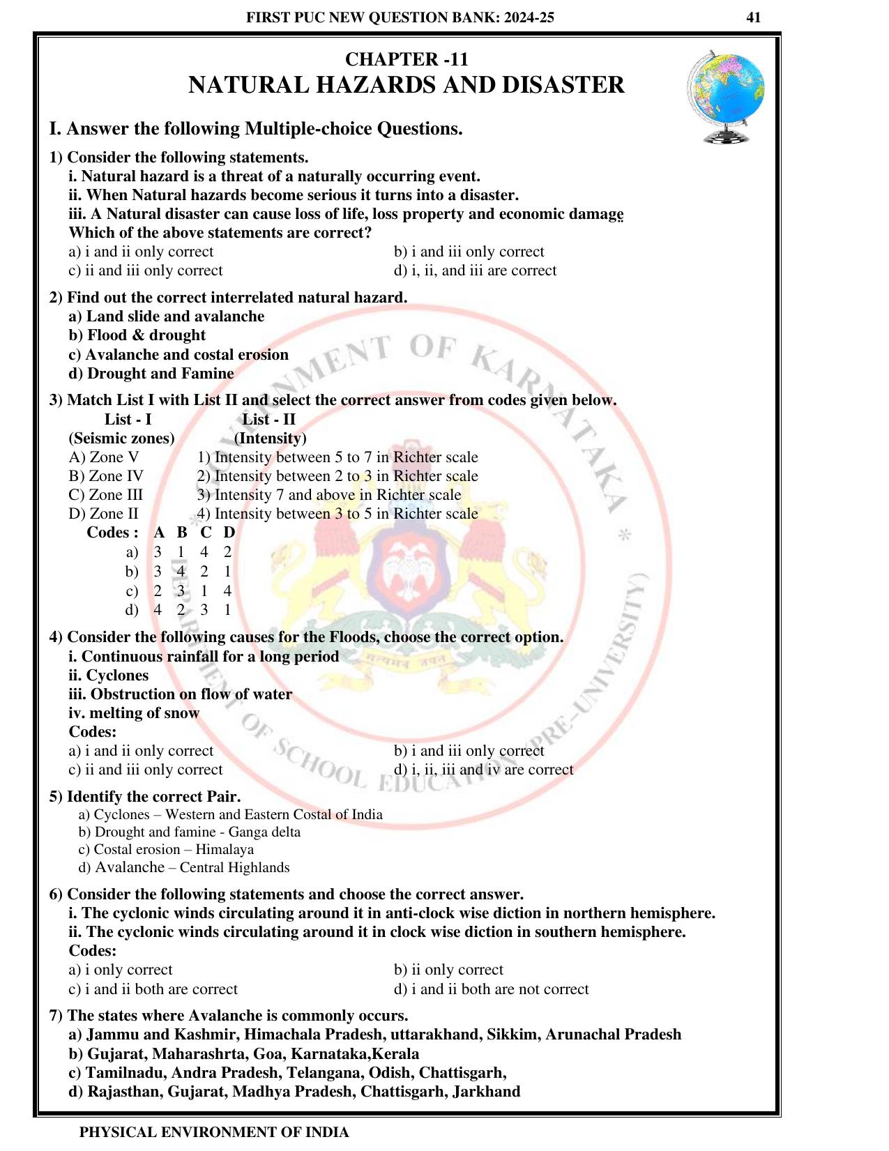Karnataka 1st PUC Question Bank 2025 - Geography English - Page 44