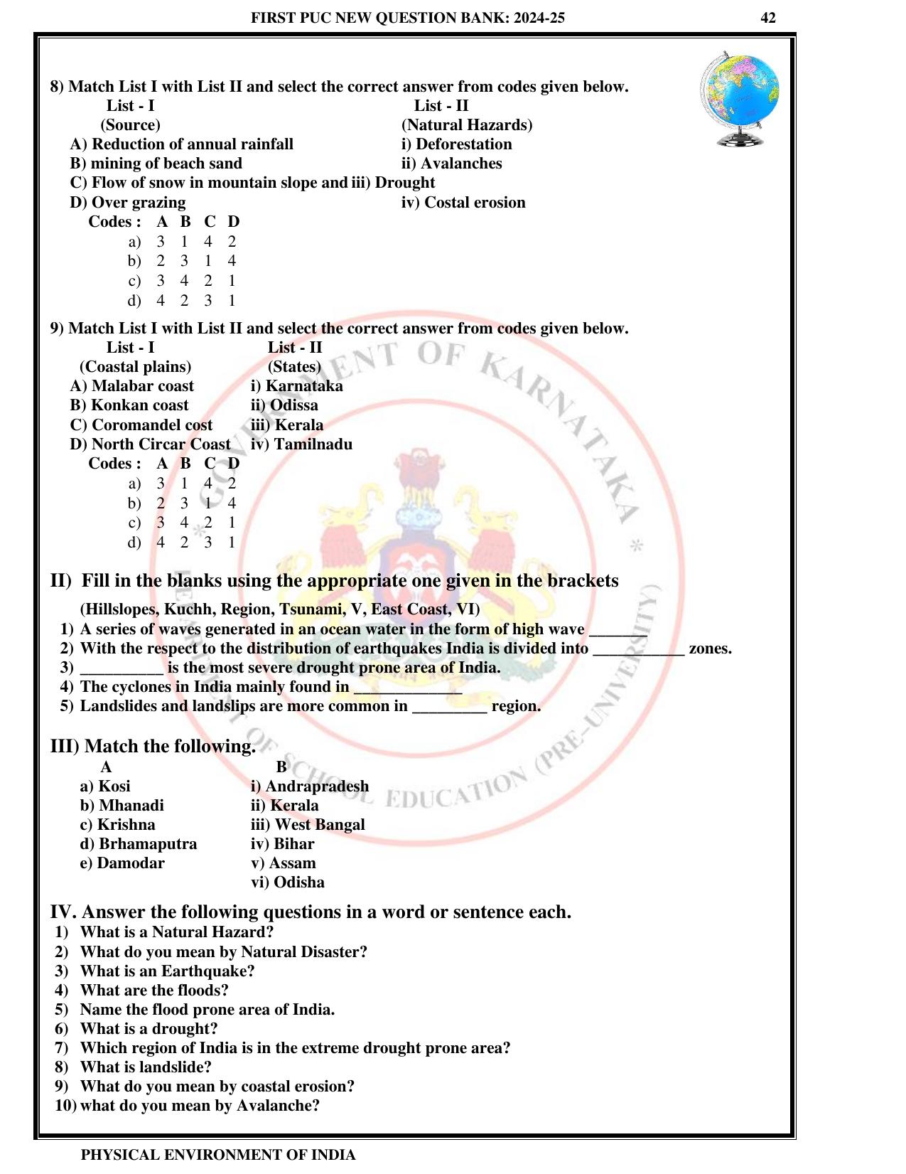 Karnataka 1st PUC Question Bank 2025 - Geography English - Page 45