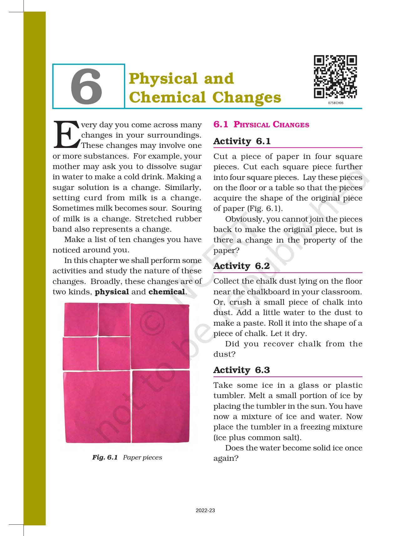 NCERT Book for Class 7 Science: Chapter 6-Physical and Chemical Changes - Page 1