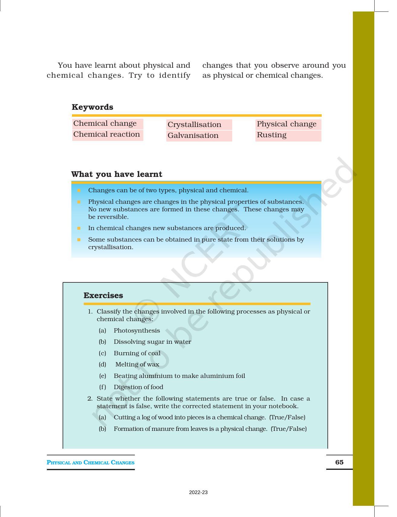 Ncert Book For Class 7 Science Chapter 6 Physical And Chemical Changes