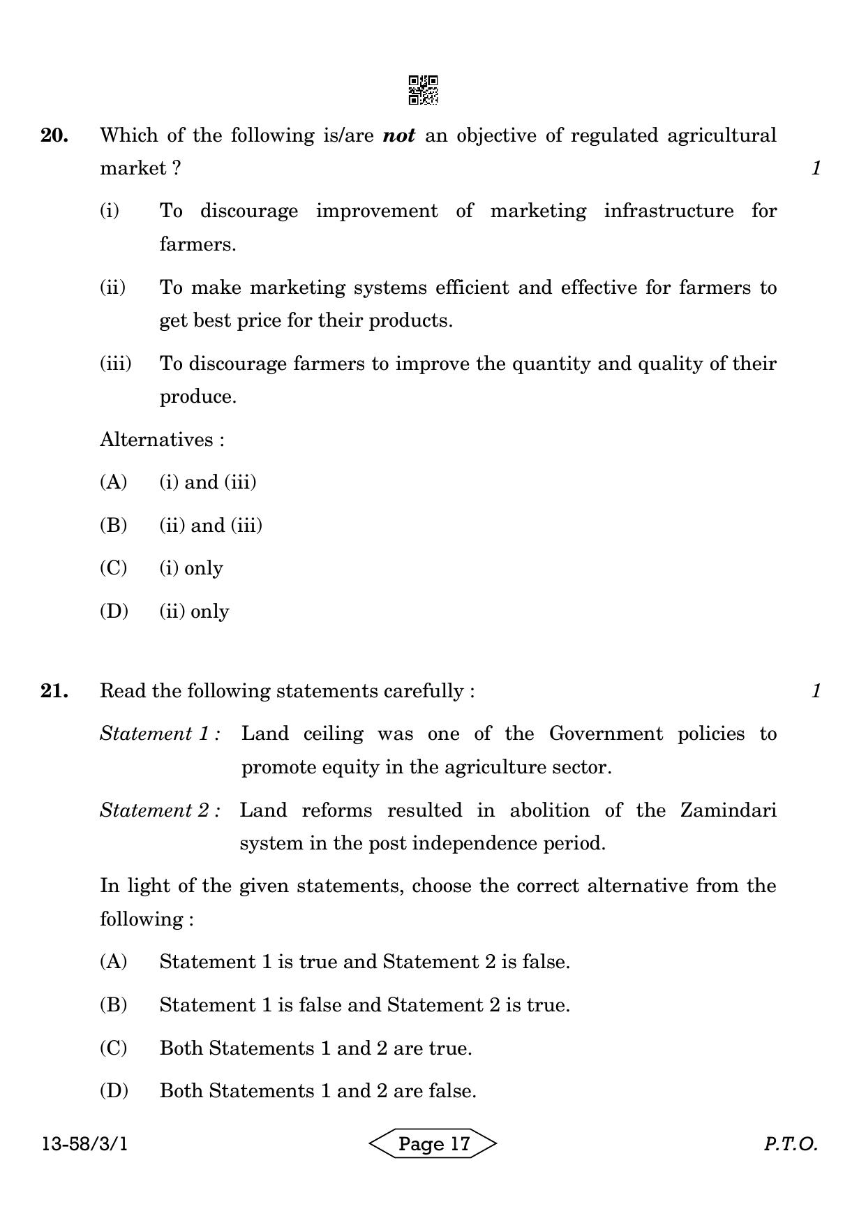 CBSE Class 12 58-3-1 Economics 2024 Question Paper - Page 17