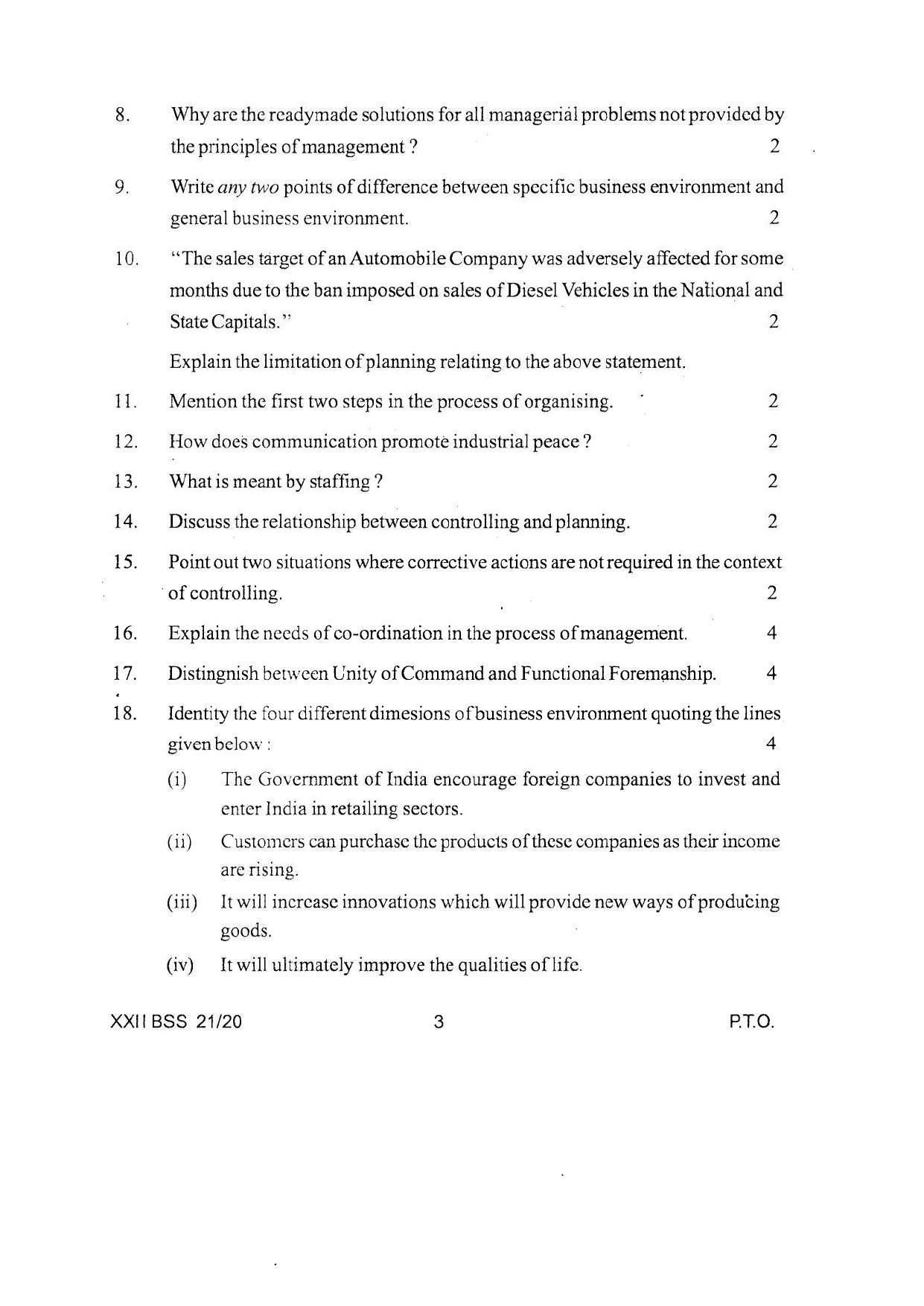 COHSEM Class 12 Business Studies Question Papers 2020 - Page 3