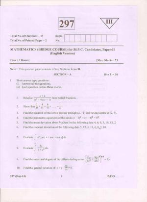 AP Inter 2nd Year Bridge Course Mathematics-II (EM) March 2018 (General) Question Paper