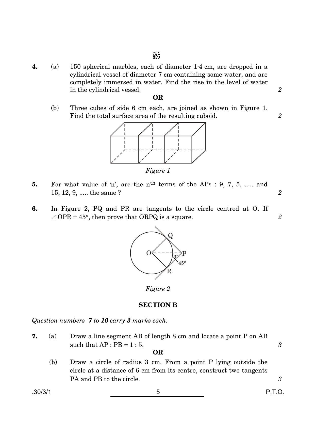 CBSE Class 10 Maths (30/3/1 - SET I) 2022 Question Paper - Page 5